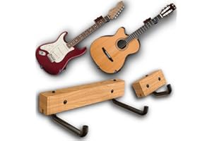 RawRock Guitar Hanger Wall Mount Horizontal - Tilted Display Ukulele, Bass, Electric Guitar, Banjo at a Slanted Angle (Country Classic)