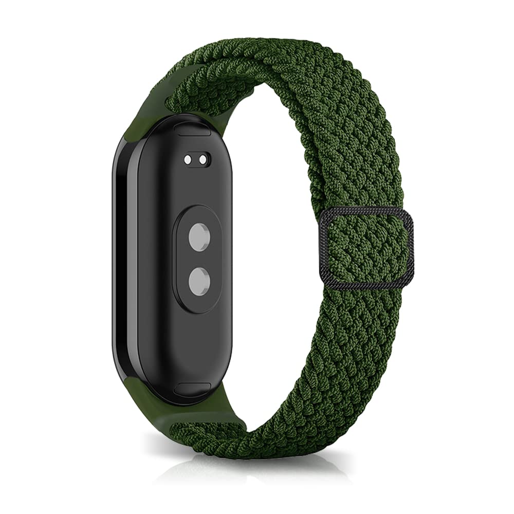 Niboow Strap Compatible with Xiaomi Smart Band 10/9 / 8, Men Women Adjustable Nylon Woven Elasticity Watch Bands Compatible with Xiaomi Mi Band 10/9 / 8 - Green