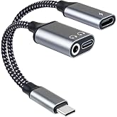 USB-C to 3.5mm Headphone Adapter, Supports 60W PD Fast Charging, 3-in-1 Type-C to AUX, Type-C Audio Interface and USB-C Charging, Hi-Fi DAC Sound Quality, Compatible with iPhone 15 and Samsung S24.