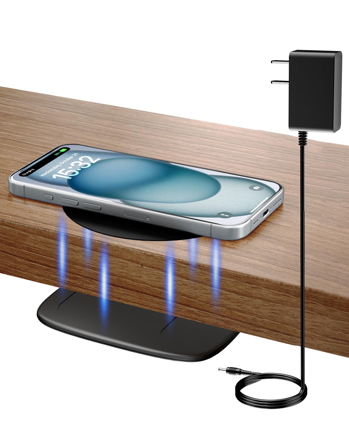 Photo 1 of KPON Invisible Wireless Charger, 40MM(1.57") Wireless Charging Desk Mat Mouse Pad, Hidden Charging Station for iPhone 16 Pro Max/15/14/13/12/Samsung/Google Pixel/LG/Wireless Phones(Adapter Included)