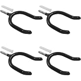 VDAMZVO Screw in U Hooks, 4Pcs, Black, Wall Mount Utility Hooks | Hanging Hook, For Garage Workshop, For Garden Tools