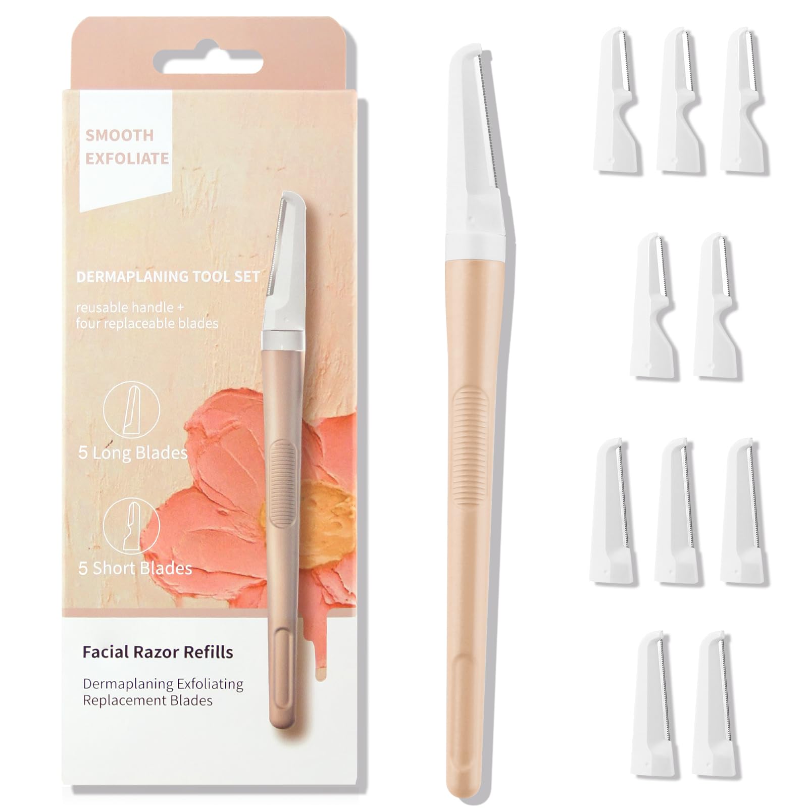 Leipple Eyebrow Razors Eyebrow Trimmer Portable Eyebrow face Razors Trimmer Facial Hair Shaver Eyebrow Remover Exfoliating Dermaplaning Tool with Precision Cover for Women and Men (Beige)