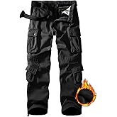 GSGGIG Men's Fleece Lined Hiking Pants, Winter Camo Cargo Pants Army Casual Work Ski Pants for Men with 8 Pockets