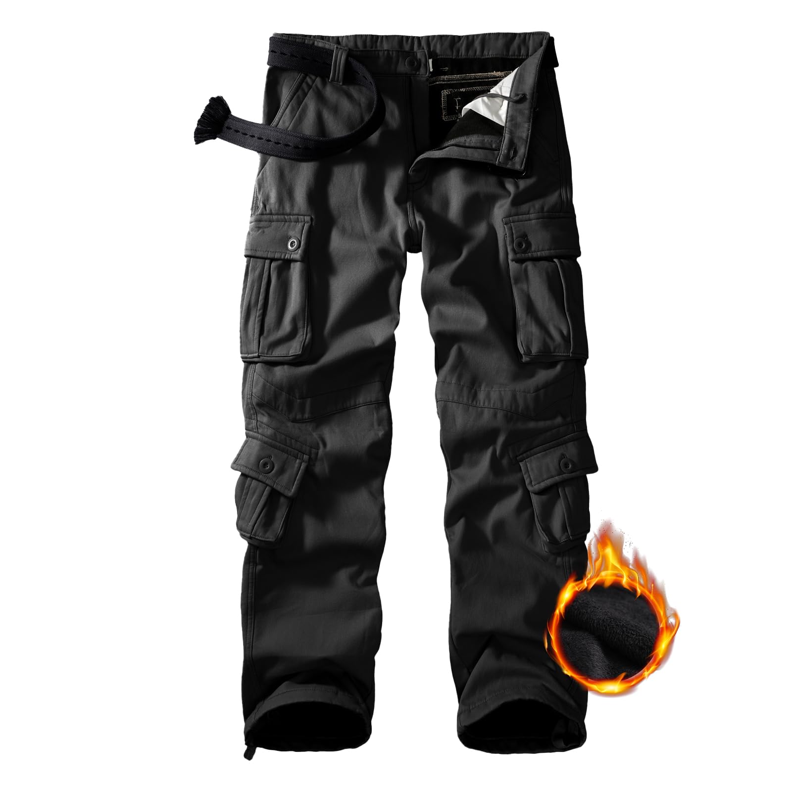 GSGGIG Men's Fleece Lined Hiking Pants, Winter Camo Cargo Pants Army ...