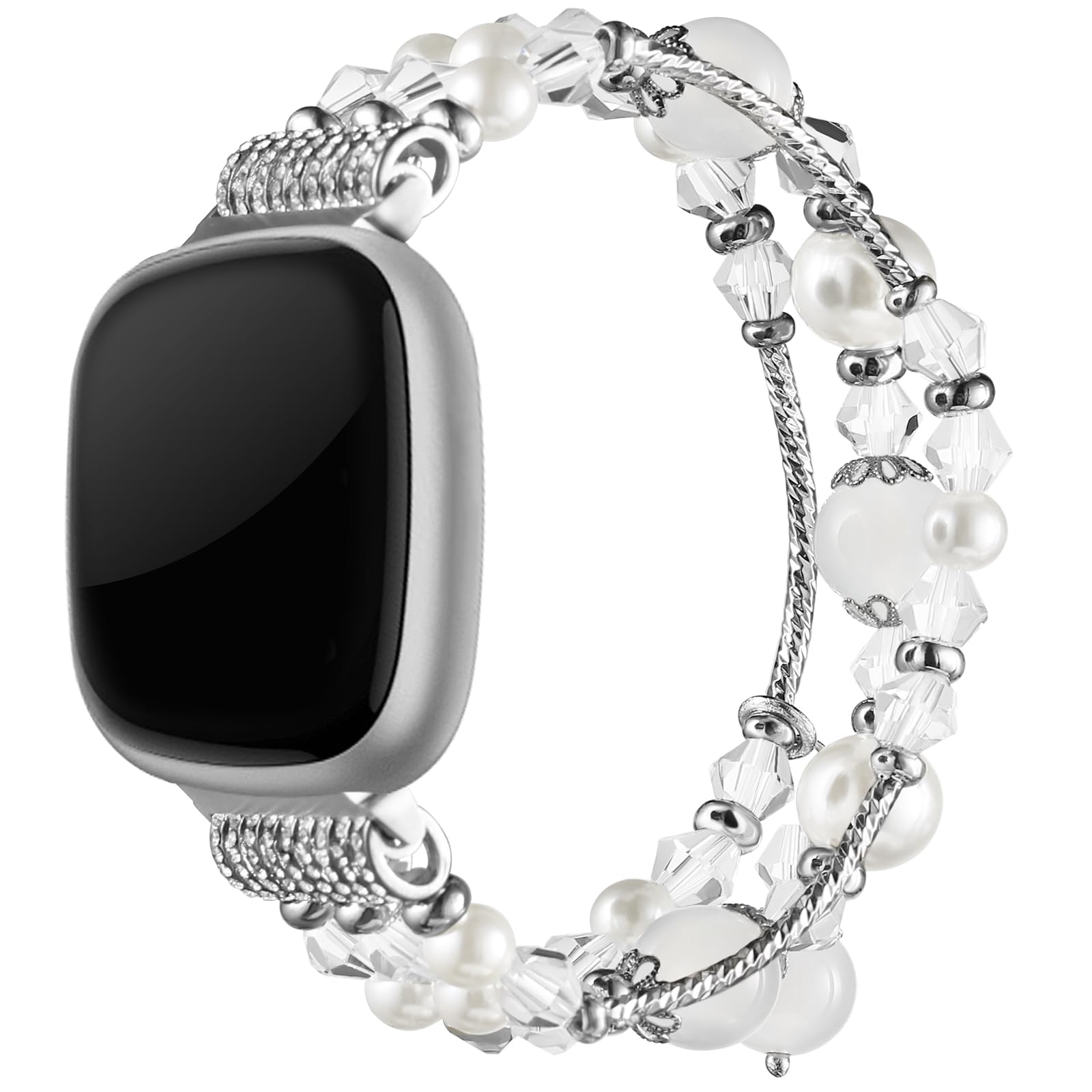 Photo 1 of Simpeak Beaded Bracelet Band Compatible with Fitbit Versa 4/Versa 3, Fashion Handmade Elastic Stretch Bracelet Beaded Bands Strap Women Replacement for Fitbit Sense/Sense 2 Smart Watch