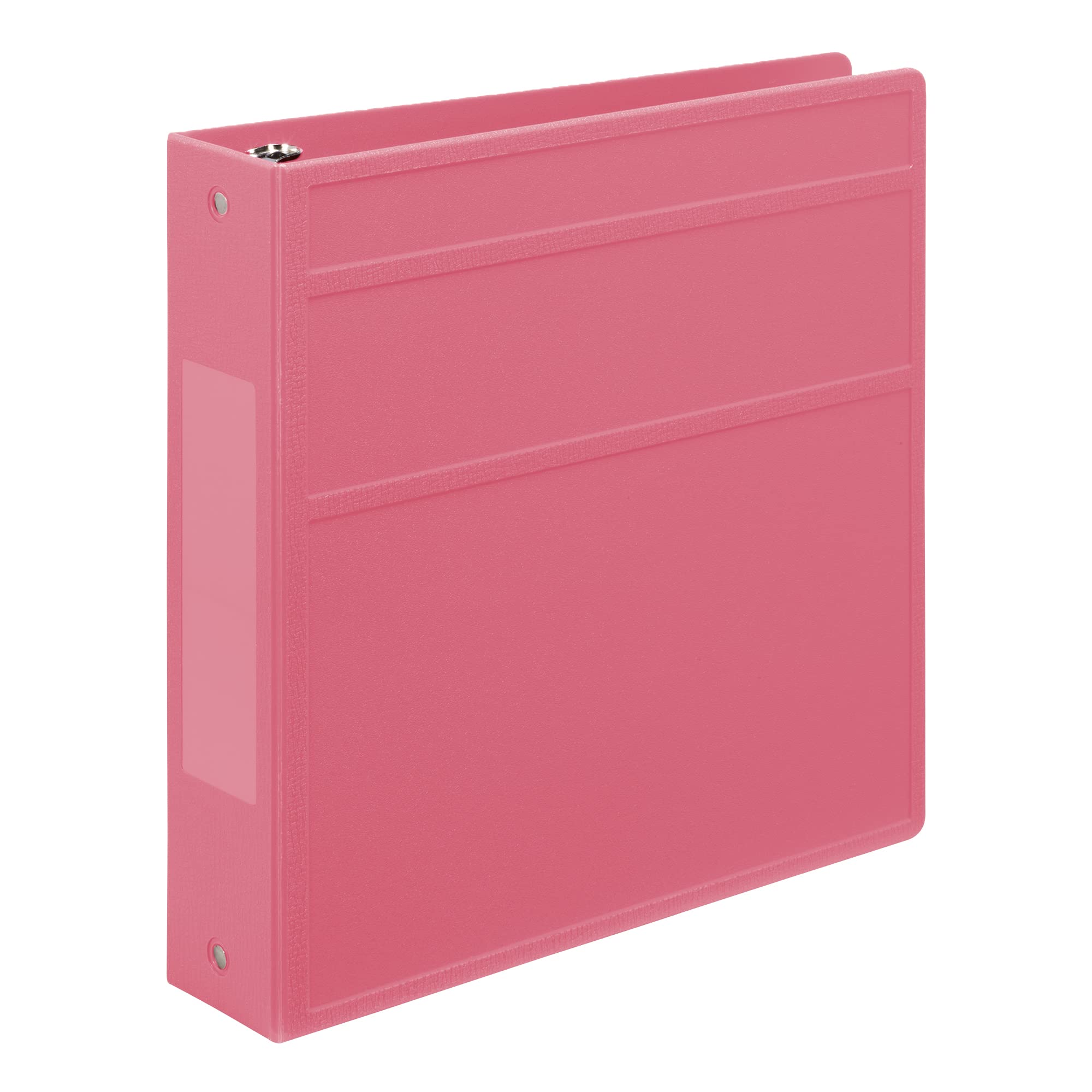 Photo 1 of Carstens 2-Inch Heavy Duty 3-Ring Binder - Side Opening, Bubble Gum Pink, Durable Plastic, Precision No-Gap Rings, Waterproof Cover, No Pockets, Holds 300 Letter Sheets, BPA-Free Made in USA (2840-3R)