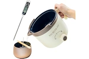 KQU Electric Wax Melting Pot with Thermometer, Wax Melter for Candle Making with Spout, Small Candle Heater Pot for Adults（Coffee）