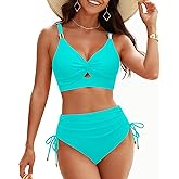 High Waisted Bikini - Two Piece Swimsuit for Women Tummy Control Modest Bathing Suit 2025 Cutout Twist Swimwear