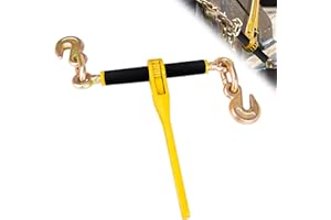 Lechansen Chain Binders with 2 Grab Hooks, G80 1/4in-5/16in Heavy Duty Ratchet Binders, Tie Downs for Grade 80 Transport Chain, 2,200lbs Safe Working Load for Material Handling, Hauling, Towing