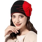 Sumolux Beanie Hats for Women Wool Skull Cap Beret Floral Cuffed French Vintage Dress Cloche Classic Winter 1920s
