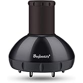 Segbeauty Hair Diffuser for Curly Hair, Upgraded Adjustable Air Flow, Deep Bowl, Professional Salon Frizz-free Fast Dry Diffuser Attachment with 1.57"-1.97" Nozzle, Black