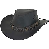 Outback Trading Men's 1367 Wagga UPF 50 Breathable Leather Western Hat with Adjustable Chin Cord with Braided Hatband