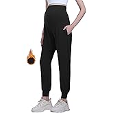 CFRTMTBB Maternity Joggers Fleece Lined Maternity Sweatpants Stretchy Workout Casual Pregnancy Pants with Pockets