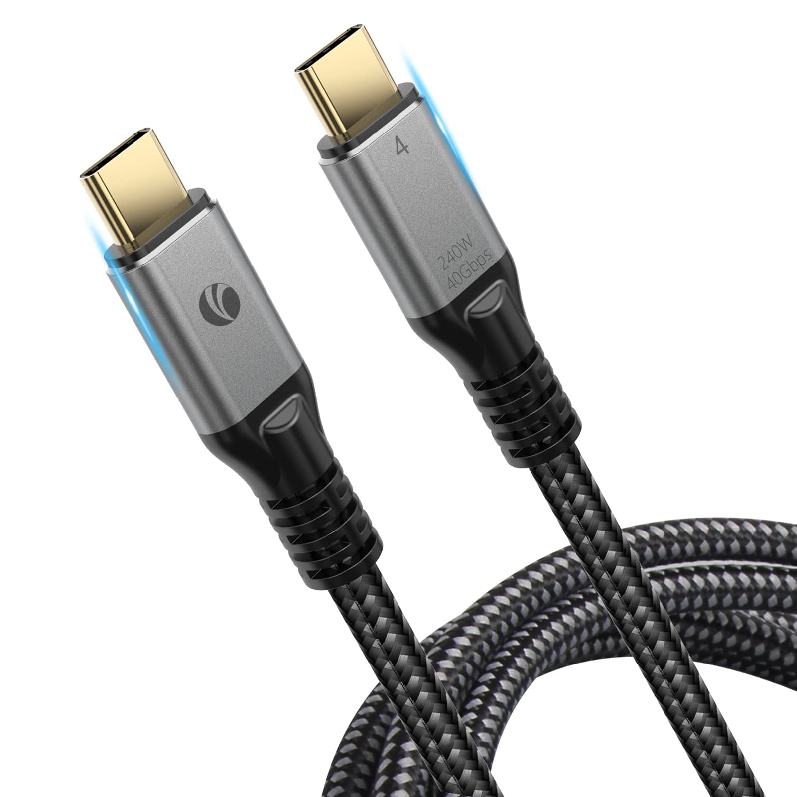 VCOM 40bps USB4 Cable for Thunderbolt 4 Cable 1.2m, 240W Charging, 8K@30Hz or Dual 4K@60Hz Video, Compatible with Thunderbolt 3 Port, MacBook Pro, Monitor, Hub, Docking