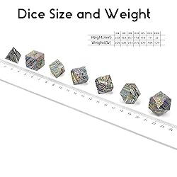 DNDND Rainbow Stripe DND Metal Dice Set,7 PCS Zinc