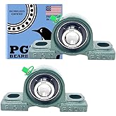 PGN UCP204-12 Pillow Block Bearing - Pack of 2 Mounted Pillow Block Bearings - Chrome Steel Bearings with 3/4" Bore - Self Al