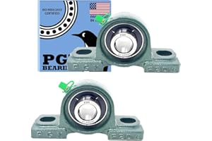 PGN UCP204-12 Pillow Block Bearing - Pack of 2 Mounted Pillow Block Bearings - Chrome Steel Bearings with 3/4" Bore - Self Al