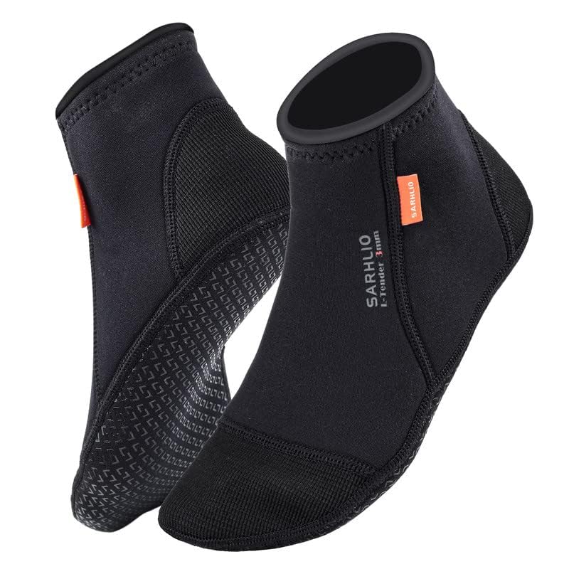 Photo 1 of SARHLIO Neoprene 3mm Diving Socks with Reinforced Toe Heel Anti-Skid Thermal Booties for Swimming Kayaking Surfing Snorkeling (3XL)