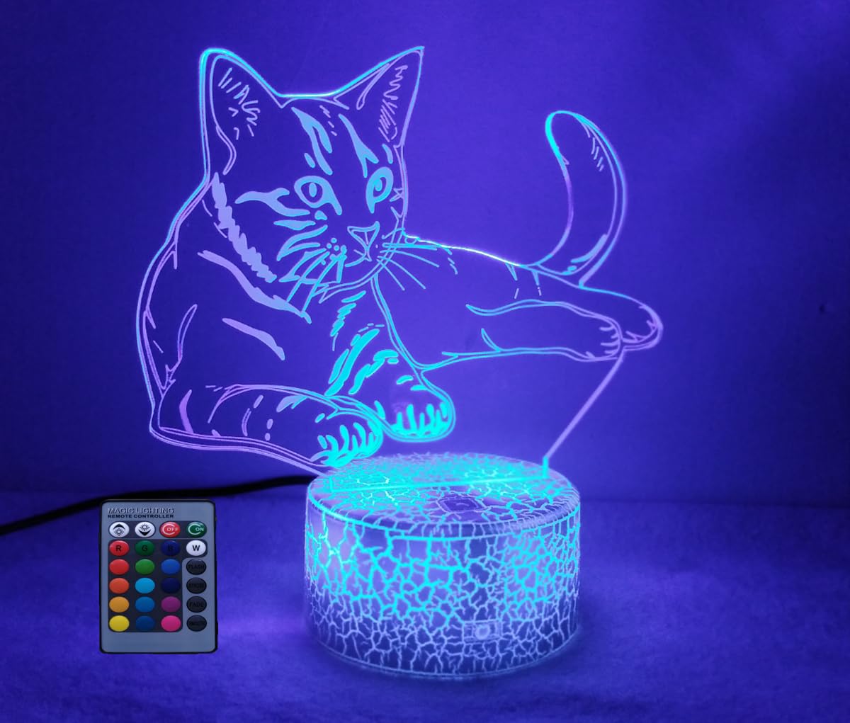 HPBN8 Ltd 3D Creative Cat Night Light Lamp 7/16 Color Change LED Lamp USB Powered Remote Control Touch Switch Kids Toys Gift Decor Decorations Christmas Valentines Gift Birthday Gift