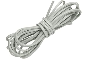 uxcell Flat Leather Cord, 3.3 Yard 3mm Leather String Strips Lacing for DIY Crafts Making Bracelet Purse Strap, Grey