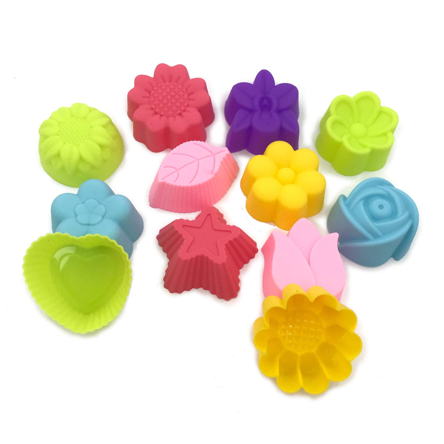 TamTamParty Small Size 3cm x 12PC Set Pack | Assorted Colors Flowers Mixed Design Molds | Chocolate - Candy - Jelly - Mini Soap | Silicone Ice Cube - Silicone Individual Separated Molds