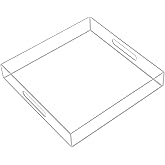 KEVJES Clear Acrylic Serving Tray with Handles-Butler Trays for Coffee Table, Snacks,Breakfast in Bed, Kitchen Countertop,Vanity,Makeup Organizer,Ottoman (Clear, 12x12 Inches)