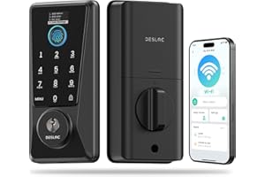 DESLOC Smart Lock D110 Plus, WiFi Fingerprint Smart Front Door Lock with Touchscreen Keypad, App Remote Control, Auto Lock, K