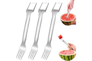 SPRSTAR 3Pcs Watermelon Cutter Slicer Tool,2-In-1 Summer Watermelon Slicer Cutter,Watermelon Fork Slicer Cutter,Dual Head Stainless Steel Fruit Forks Slicer Knife,For Family Parties Camping Kitchen Gadget