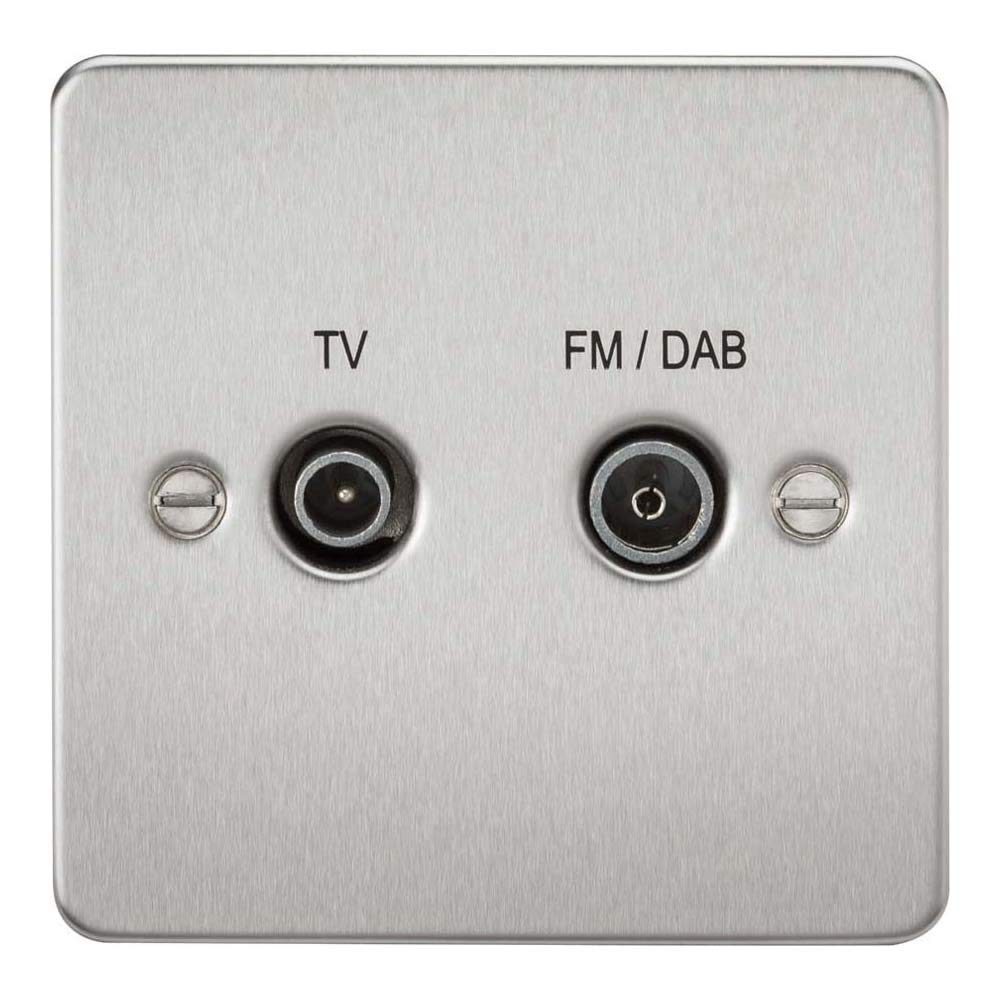 Knightsbridge FP0160BC FP0160 FPAV0160BC Flat Plate Screened Diplex Outlet (Tv & Fm Dab) -Brushed Chrome, 230 V — image 1