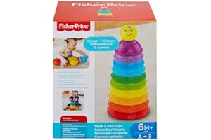 Fisher-Price Brinquedo para Bebês Potinhos Empilhar & Rolar para crianças a partir de 6 meses