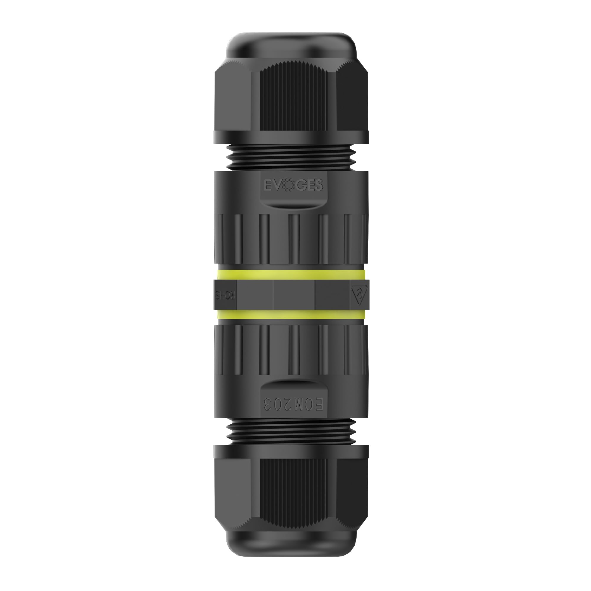 EVOGES IP68 Waterproof Outdoor Inline Cable Connector, 3 Pole, Ø5-12mm Cable Diameter, 0.5-2.5mm² Conductor, UKCA, UL, CE, TUV, RoHS Certified (1)