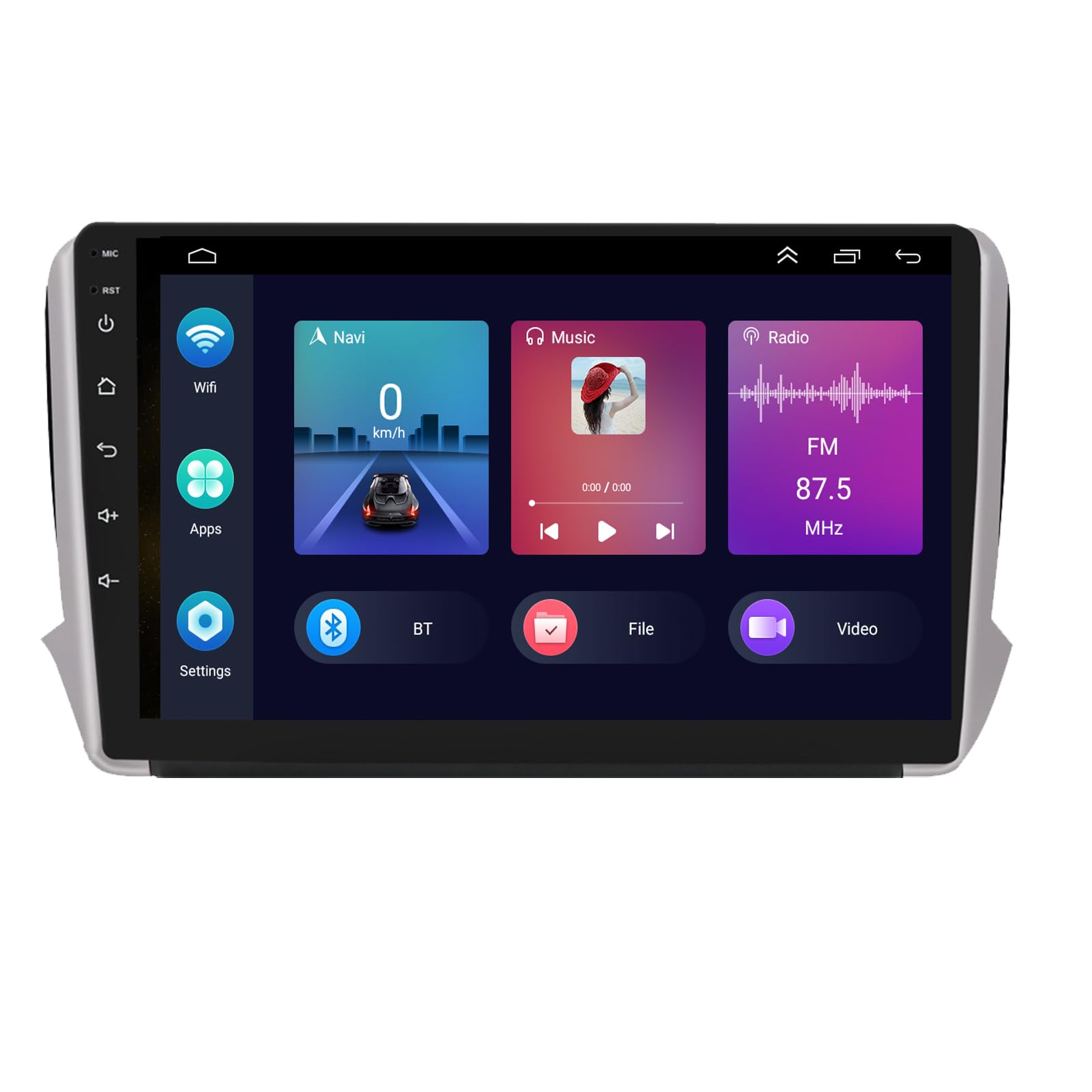 For Peugeot 2008 2013-2020 10.1"Android 11 Car Stereo DAB+Radio Carplay Head Unit GPS Sat Nav Bluetooth Android Auto Bluetooth Touch Screen Car Multimedia Player GPS Navi WiFi USB+DVR+SWC+FM/AM Radio