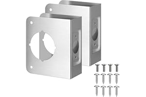 Door Reinforcement Plate, 2 Pack Stainless Steel Lock and Door Reinforcement Plate Fits 1-3/4" Thick Doors, Silver