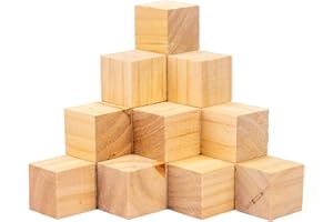 PONGJA 20 Pack 2 Inches Unfinished Wood Cubes Blocks - Natural Wooden Square Blocks Great for Crafts Making