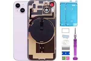 ZMVDJZ 14 Back Glass Replacement with Plate & Flex Cable and All Parts for iPhone 14 Back Cover Glass (Purple, 6.1 Inch) + Waterproof Tape + Repair Tools (Purple)