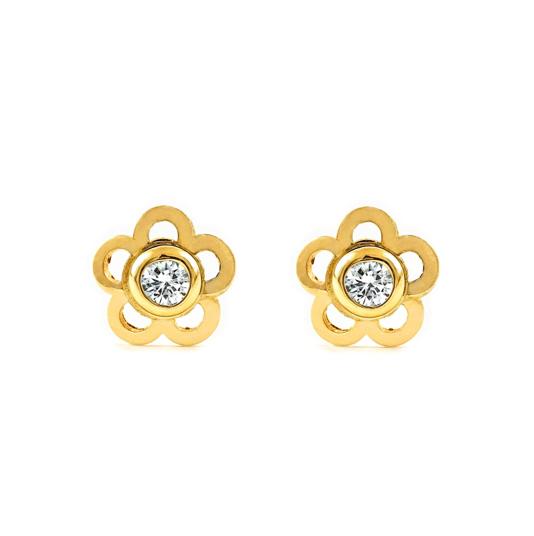 18ct Yellow Gold flower Children's Earrings