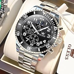OLEVS Mens Black Watches Chronograph Luxury Dress