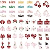 KISSITTY 52Pcs Valentine Enamel Alloy Charms Enamel Heart Rose Chocolate Alloy Charms Heart Lock Envelope Word Love Enamel Alloy Pendants for DIY Valentine Necklace Bracelet Earring Jewelry Making