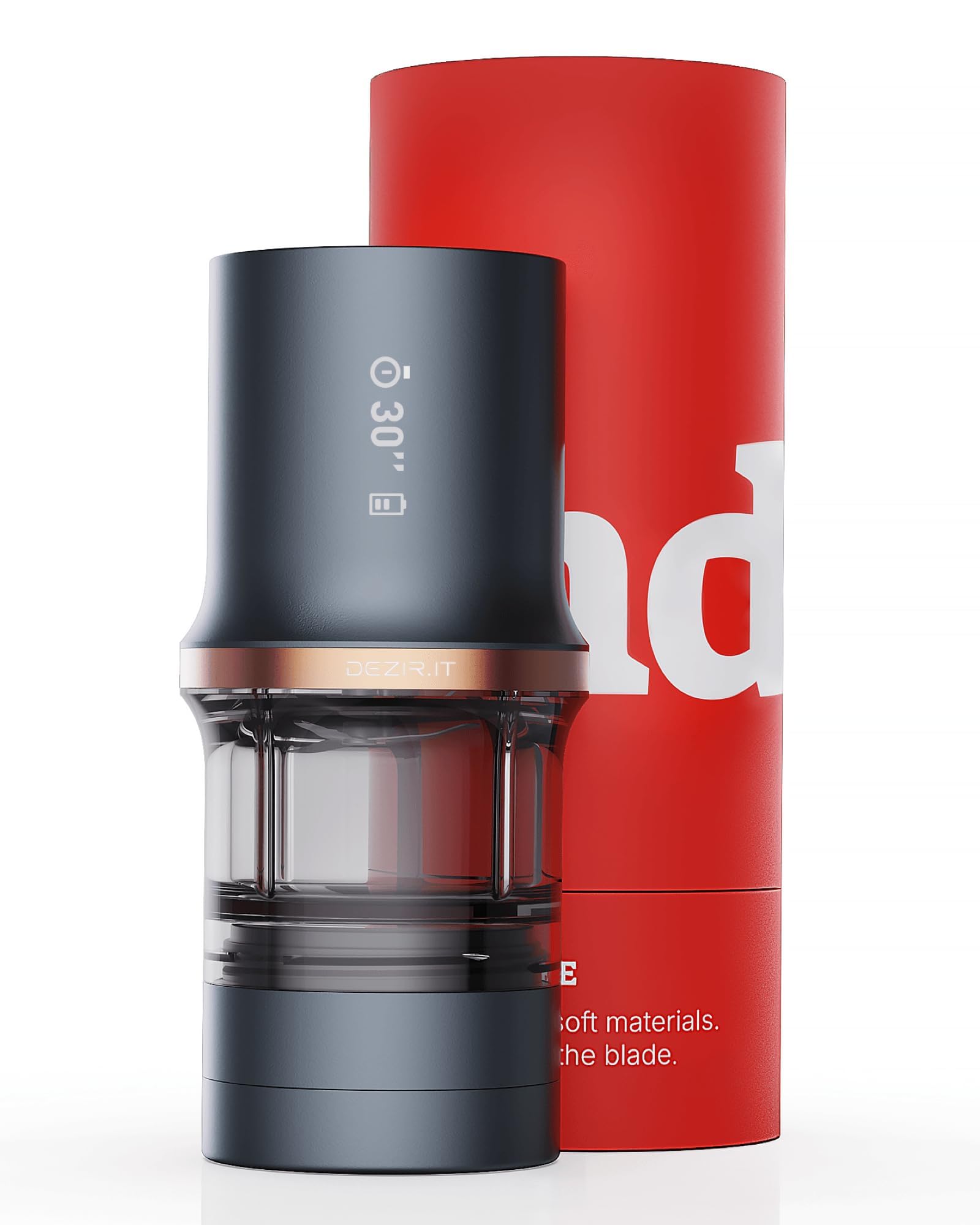 Photo 1 of Electric Grinder for Buds with LED Screen Timer & Adjustable Speed, Small Portable Size, Rechargeable Battery, 4 Grams Capacity (Grey & Gold)