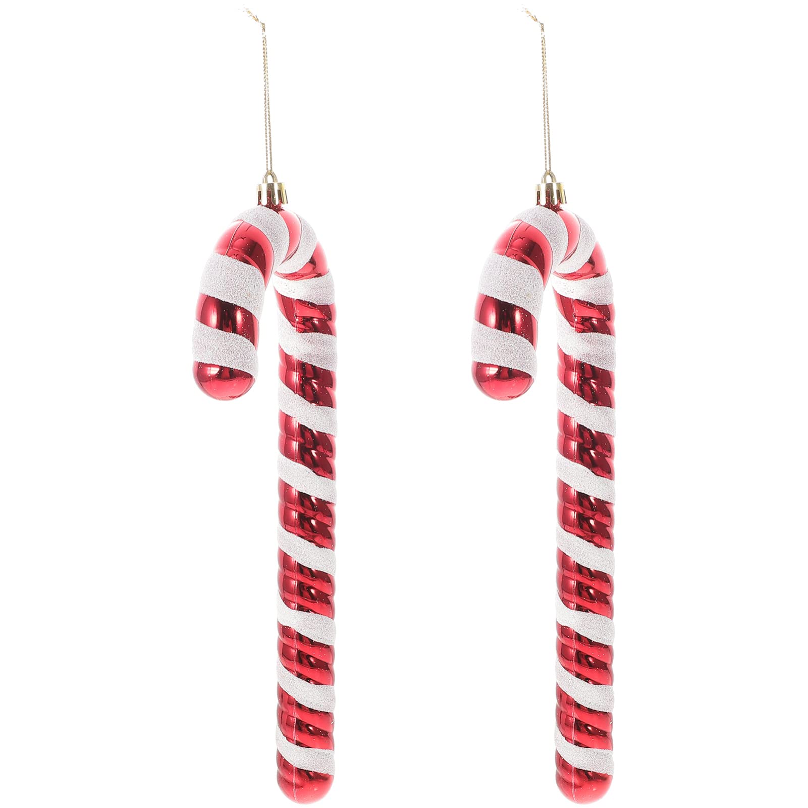BESPORTBLE Christmas Glitter Candy Cane Pendant: Crutch Christmas Tree Hanging Ornament for Xmas Party Decorative (Red) 2Pcs