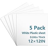 5 Pack White Plastic Sheets 12x12x0.04in Flexible High Tensile Plastic Sheets Hard Plastic Panel for DIY Materials Handicrafts Home Decoration