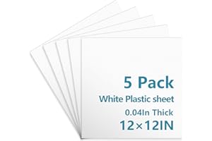 POLVTOR 5 Pack White Plastic Sheets 12x12x0.04in Flexible High Tensile Plastic Sheets Hard Plastic Panel for DIY Materials Handicrafts Home Decoration