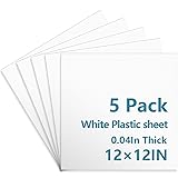 5 Pack White Plastic Sheets 12x12x0.04in Flexible