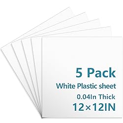 5 Pack White Plastic Sheets 12x12x0.04in Flexible
