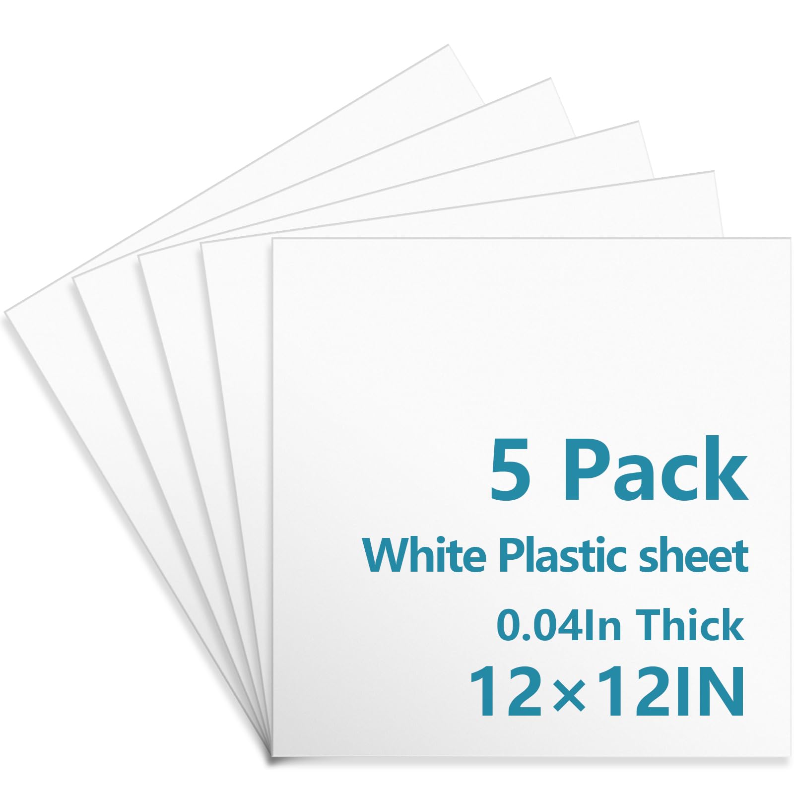 5 Pack White Plastic Sheets 12x12x0.04in Flexible