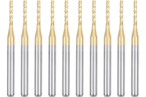 Nxtop 10Pcs 1.5mm Titanium Coat Carbide End Mill Engraving Milling Cutter CNC Router Bits for PCB Machine, 1/8" Shank