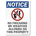 SmartSign-U1-1015-NA "Notice - No Firearms Or Weapons Allowed On Property" Sign | 10" x 14" Aluminum