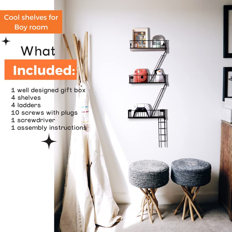 KOTIJOKI Fire Escape Ladder Shelf New York Inspired 4 Tier Wall