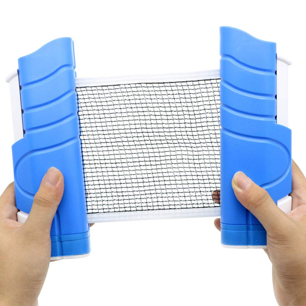 Fortitude Sports Table Tennis Net | Ping Pong Net For Dining Table | Retractable Table Tennis Net | Adjustable Portable Travel Net For Indoors or Outdoors (Blue & White)