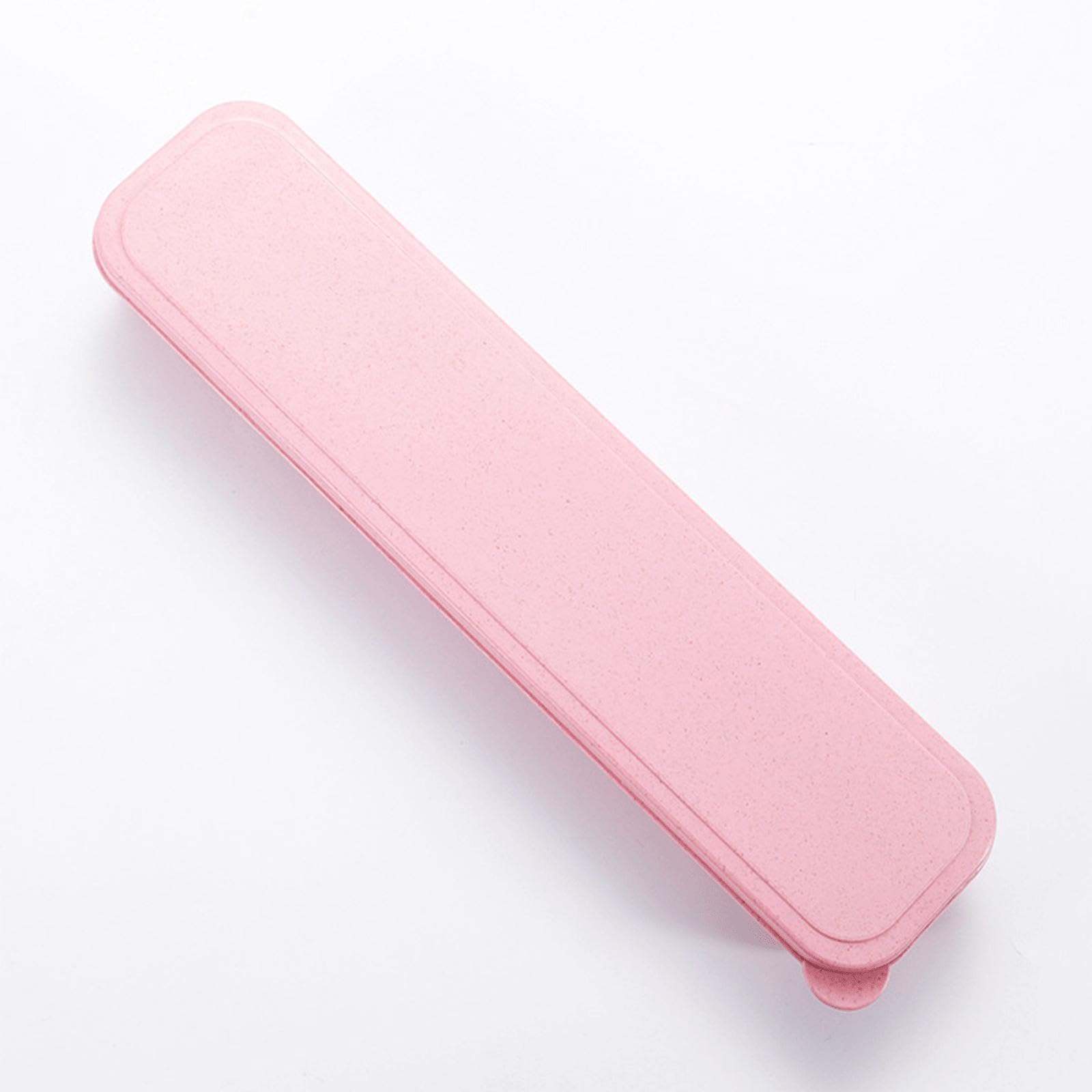 Photo 1 of 1Pcs Simple Utensil Holder with Lid, Reusable Utensils Wheat Straw Travel Cutlery Box?Portable Flatware Box Travel Tableware Storage Case, Simple Tableware Storage Box Case for Cutlery Kit (Pink)